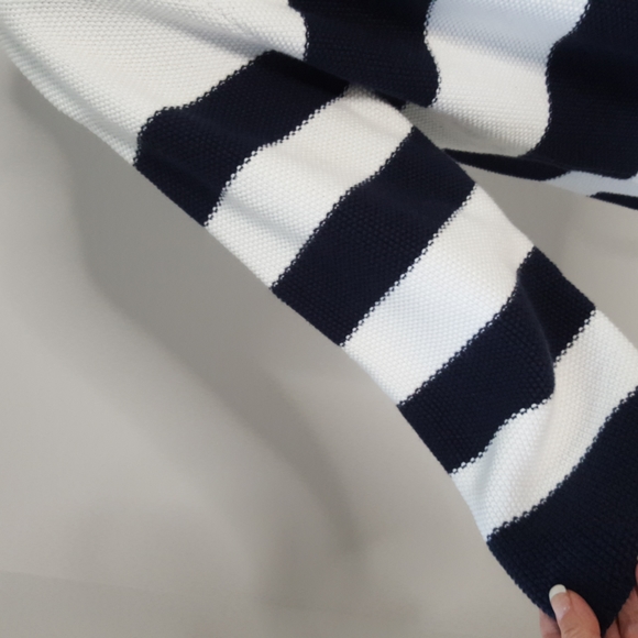 Sung Alfred Sung XXL 100% Cotton Long Sleeved Blue and White Nautical Top - Picture 4 of 6